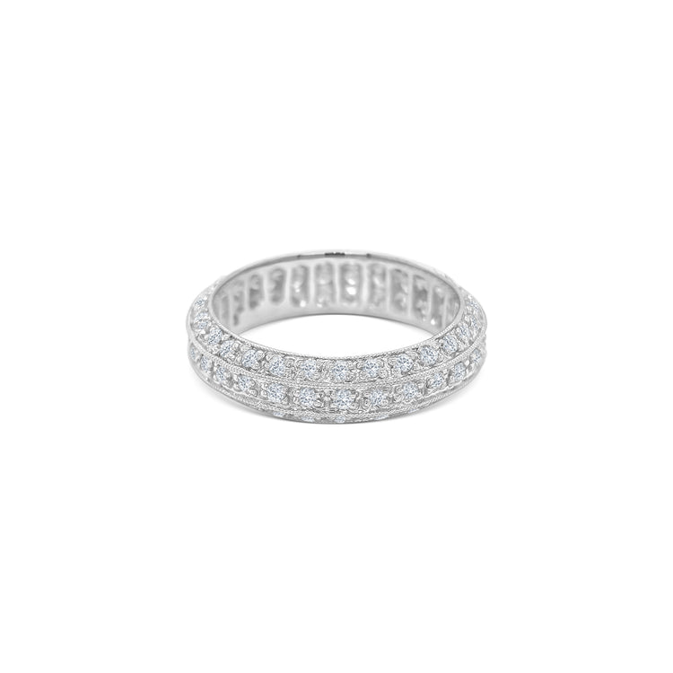 Round Brilliant Triple Row Eternity Diamond Ring
