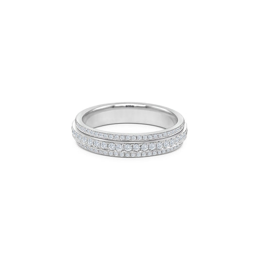 Round Brilliant Triple Row Diamond Ring