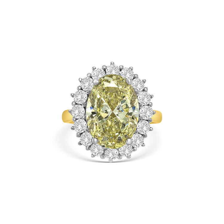 Fancy Yellow Oval Cut Halo Diamond Ring