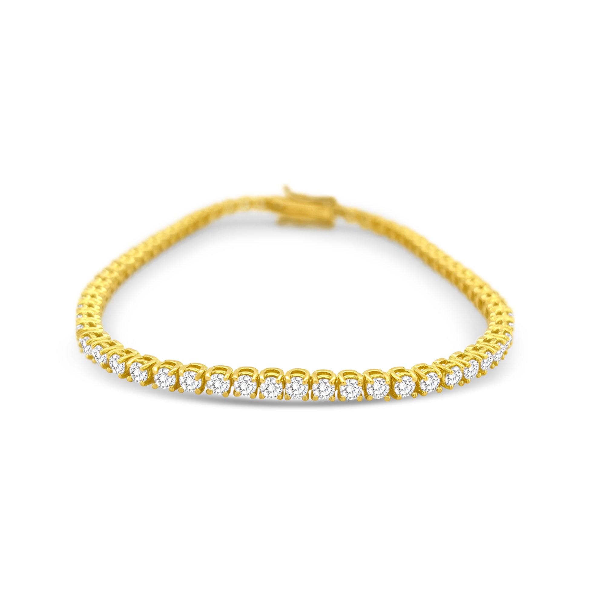 "Classic Diamond Tennis Bracelet with round brilliant diamonds", "Elegant tennis bracelet featuring a continuous row of diamonds", "Close-up of Diamond Tennis Bracelet clasp and setting", "Luxury Diamond Tennis Bracelet in white gold", "Sparkling Diamond Tennis Bracelet for everyday elegance"