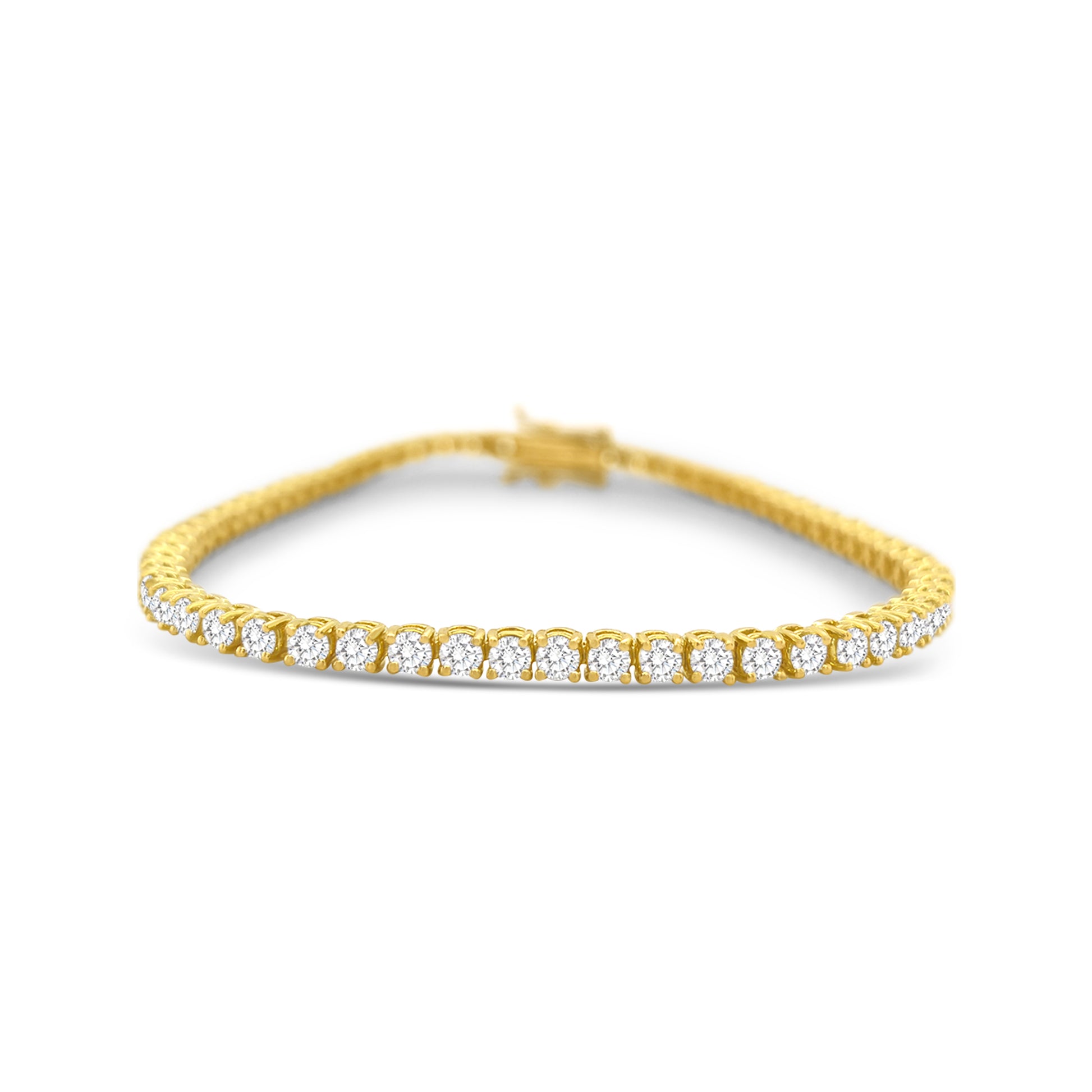 "Classic Diamond Tennis Bracelet with round brilliant diamonds", "Elegant tennis bracelet featuring a continuous row of diamonds", "Close-up of Diamond Tennis Bracelet clasp and setting", "Luxury Diamond Tennis Bracelet in white gold", "Sparkling Diamond Tennis Bracelet for everyday elegance"
