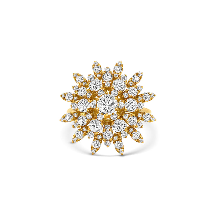 Round Brilliant Halo Flower Diamond Ring