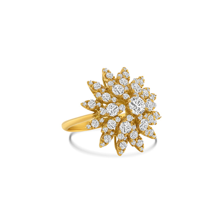 Round Brilliant Halo Flower Diamond Ring
