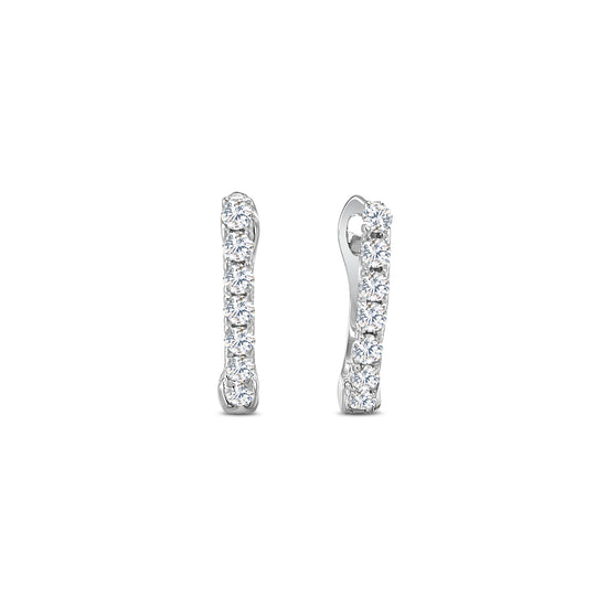 Elegant huggy earrings featuring round brilliant-cut diamonds