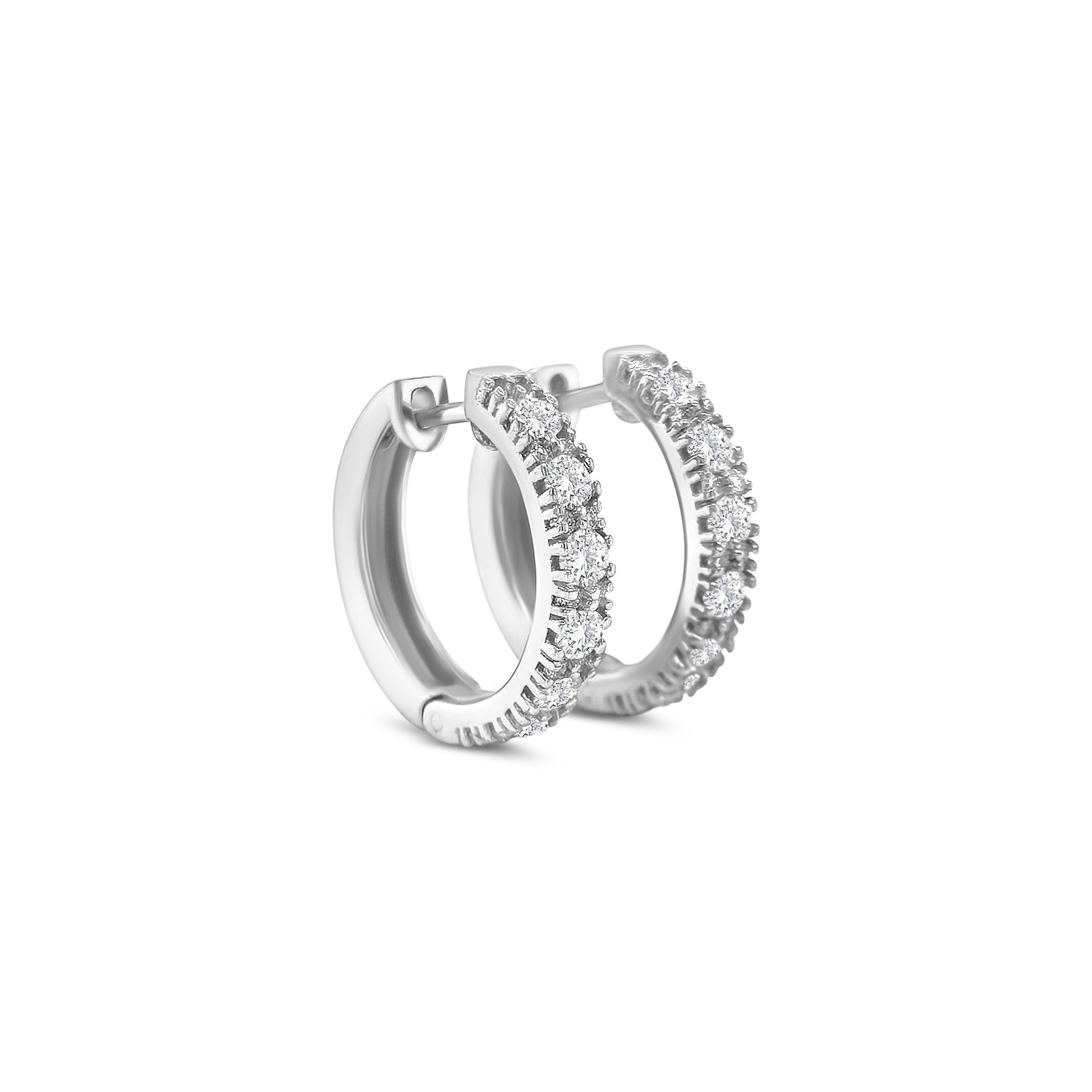 Round brilliant diamond huggy earrings, diamond huggie hoop earrings, elegant diamond huggy earrings, classic round brilliant cut earrings, fine jewelry diamond huggies, luxury diamond earrings for women, timeless diamond hoop earrings, everyday diamond huggy hoops, designer round brilliant earrings, white gold diamond huggie earrings.
