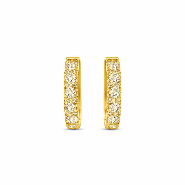Round Brilliant Cut Diamond Huggy Earrings
