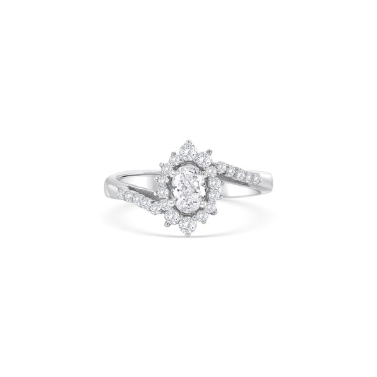 Oval Diamond Halo Ring