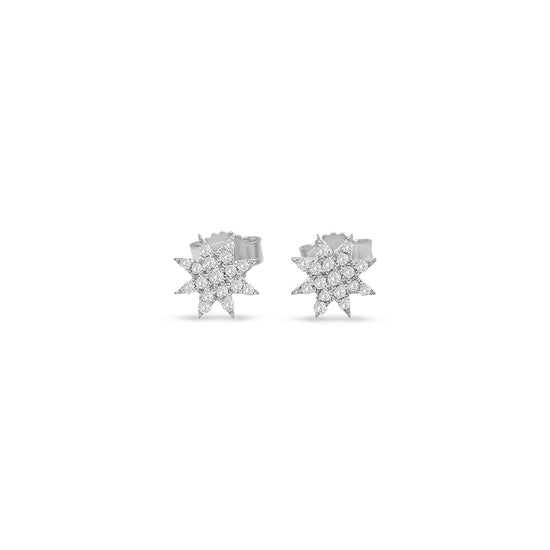 diamond earrings, starburst earrings, white gold earrings, diamond cluster studs, luxury jewelry, star design earrings, women’s fine jewelry, sparkling diamond studs, celestial earrings, elegant stud earrings, fashion jewelry, diamond star studs