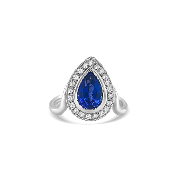 Pear Shape Tanzanite & Diamond Dress Ring