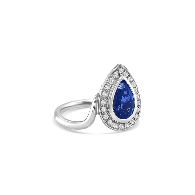 Pear Shape Tanzanite & Diamond Dress Ring