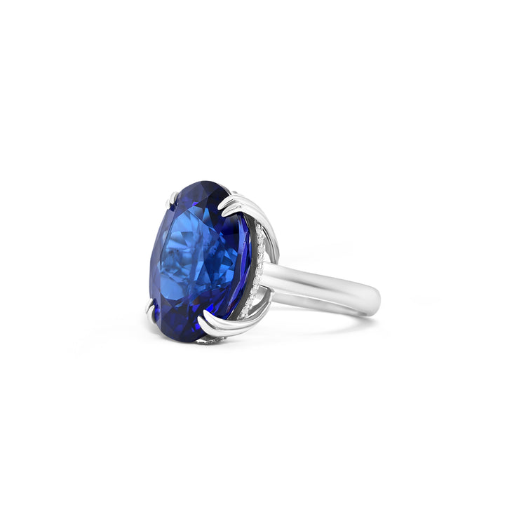 Oval Solitaire Tanzanite and Diamond Ring