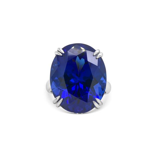 Oval Solitaire Tanzanite and Diamond Ring