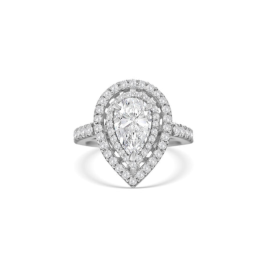 Pear Shape Double Halo Diamond Ring