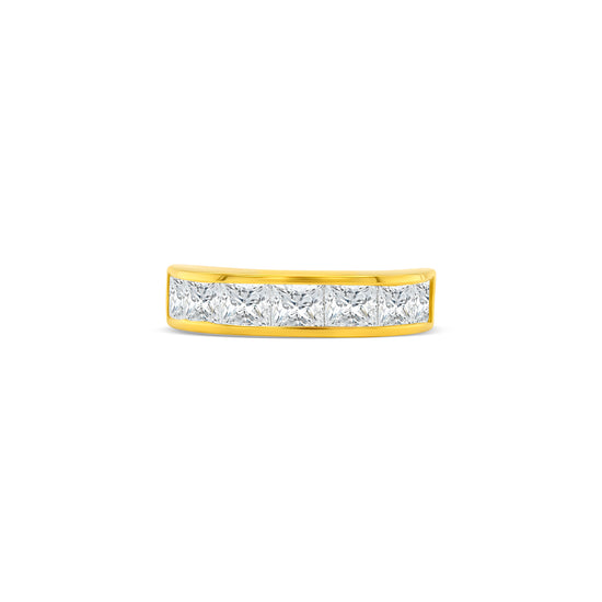 princess cut diamond band, channel set diamond ring, princess cut wedding band, modern diamond band, women’s diamond eternity ring