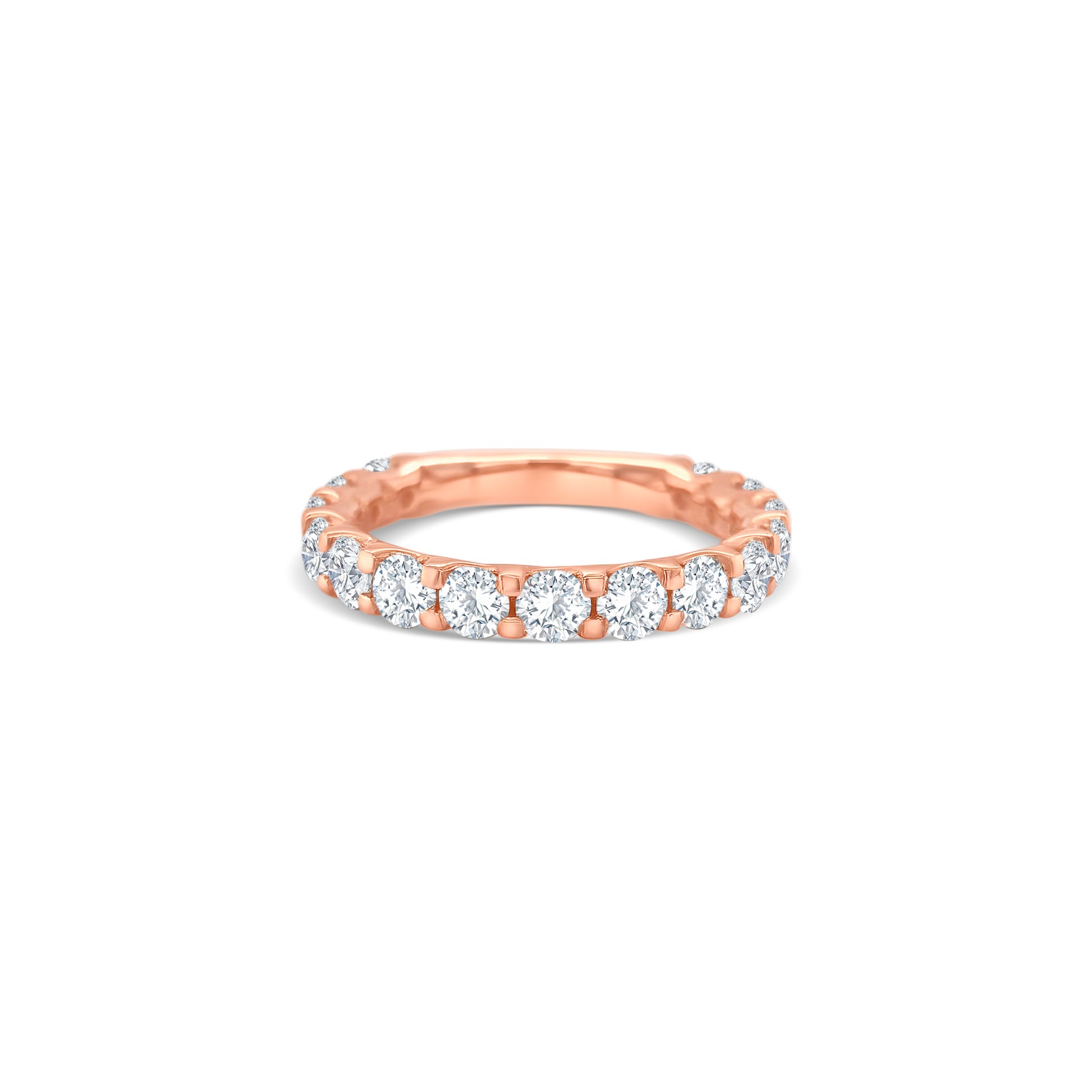 round brilliant half eternity ring, round diamond half eternity band, half eternity ring women, classic diamond ring, elegant eternity band