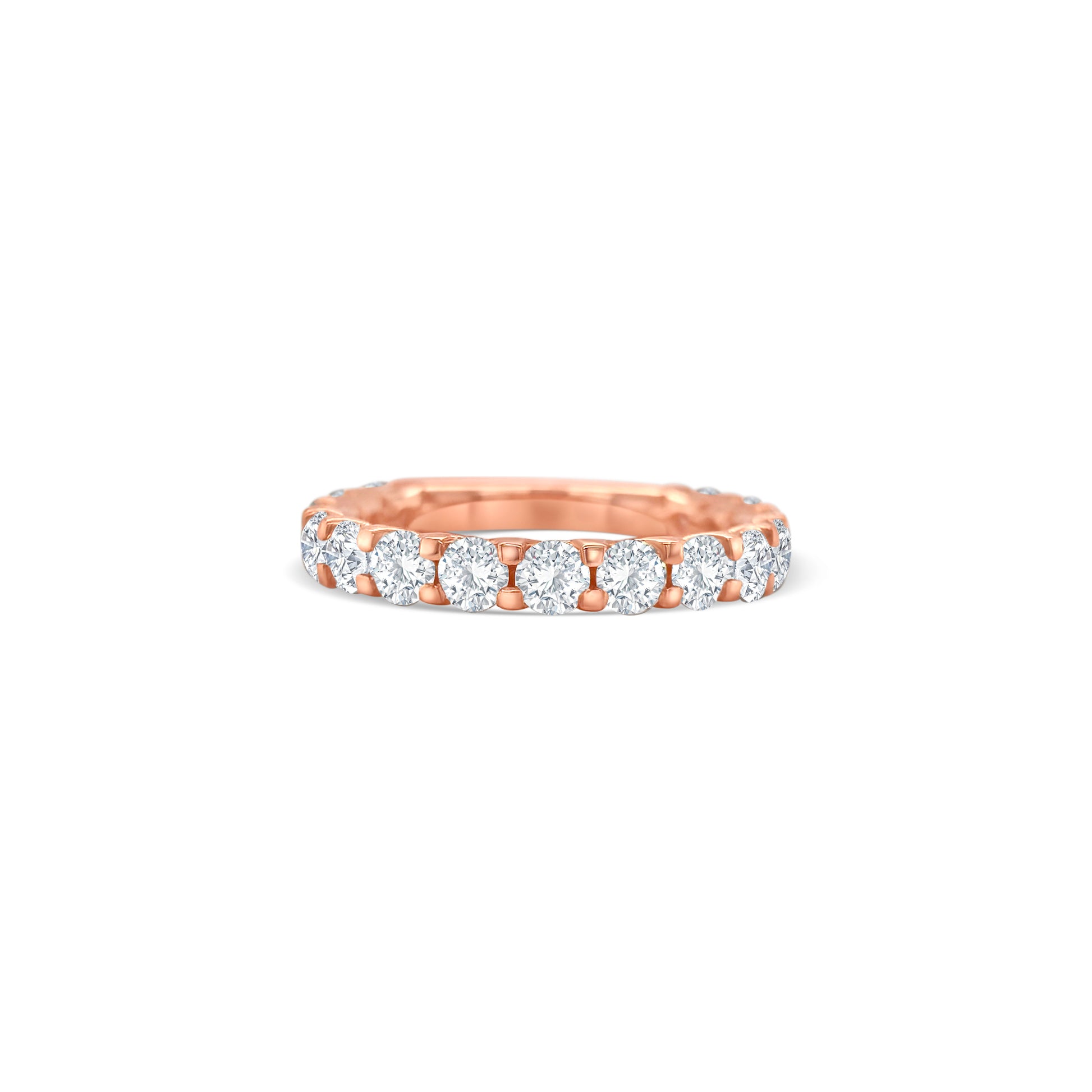 round brilliant half eternity ring, round diamond half eternity band, half eternity ring women, classic diamond ring, elegant eternity band