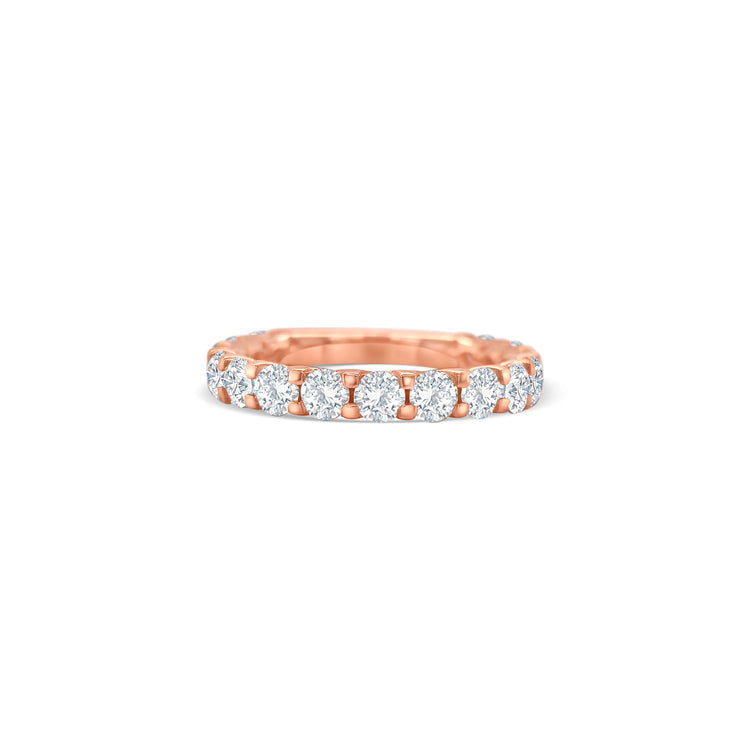 round brilliant half eternity ring, round diamond half eternity band, half eternity ring women, classic diamond ring, elegant eternity band