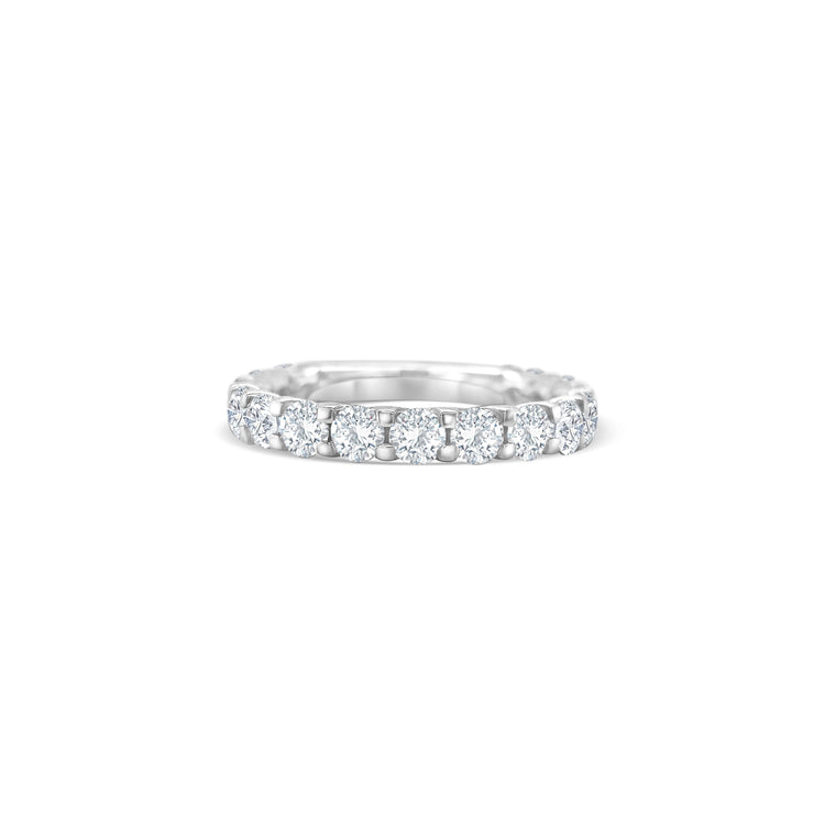 round brilliant half eternity ring, round diamond half eternity band, half eternity ring women, classic diamond ring, elegant eternity band