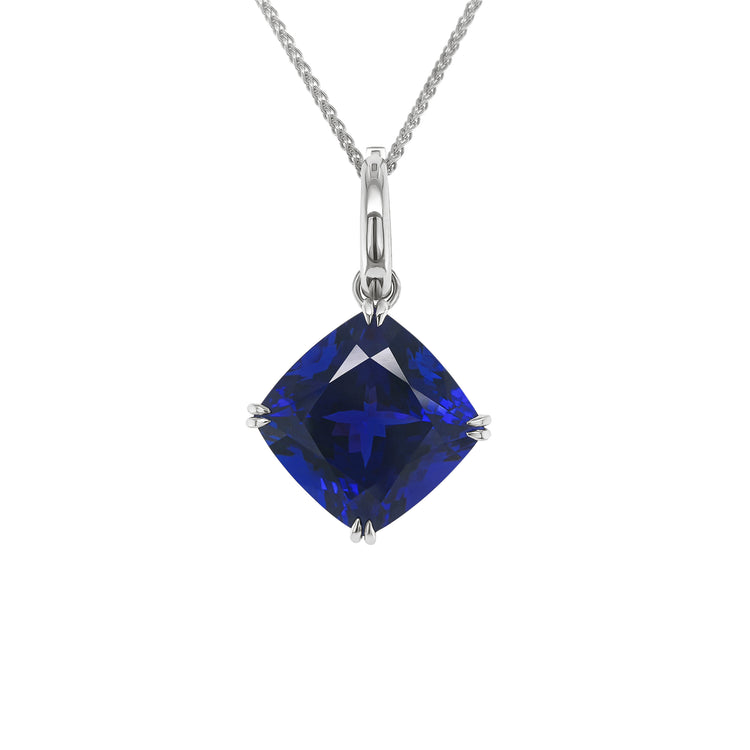 cushion cut tanzanite pendant, tanzanite gemstone necklace, tanzanite jewelry, cushion tanzanite pendant, elegant tanzanite necklace