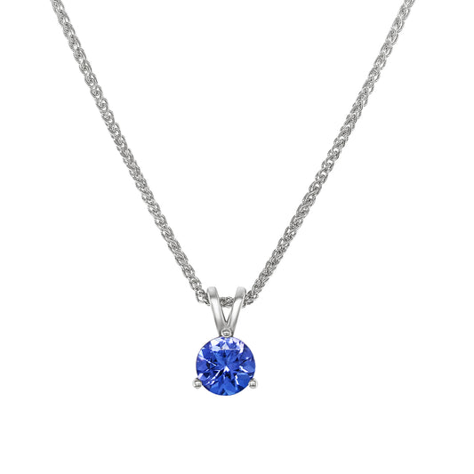 round tanzanite pendant, tanzanite and diamond pendant, gemstone necklace, tanzanite jewelry, round cut tanzanite