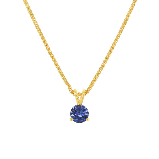 round tanzanite pendant, tanzanite and diamond pendant, gemstone necklace, tanzanite jewelry, round cut tanzanite