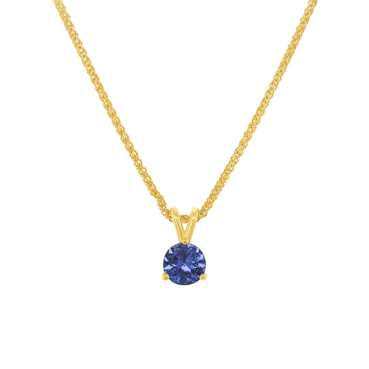 round tanzanite pendant, tanzanite and diamond pendant, gemstone necklace, tanzanite jewelry, round cut tanzanite