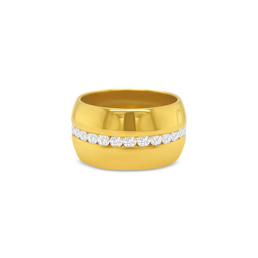 Round Brilliant Wide Channel Set Diamond Ring