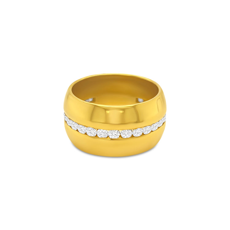 Round Brilliant Wide Channel Set Diamond Ring
