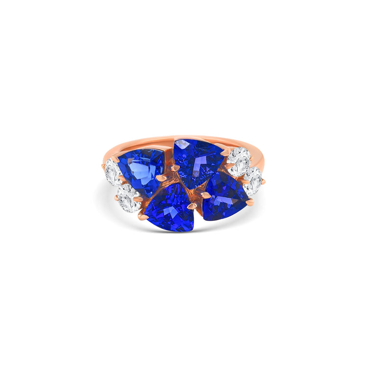Trillion Cut Tanzanite & Diamond Ring