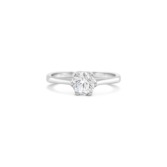 Solitaire round brilliant diamond ring, Classic solitaire engagement ring with round brilliant cut, Elegant round brilliant cut diamond solitaire in white gold, Timeless round diamond solitaire ring setting, Minimalist solitaire ring featuring round brilliant diamond, Round brilliant solitaire engagement ring in prong setting, Dainty round diamond solitaire ring for engagement or special occasions