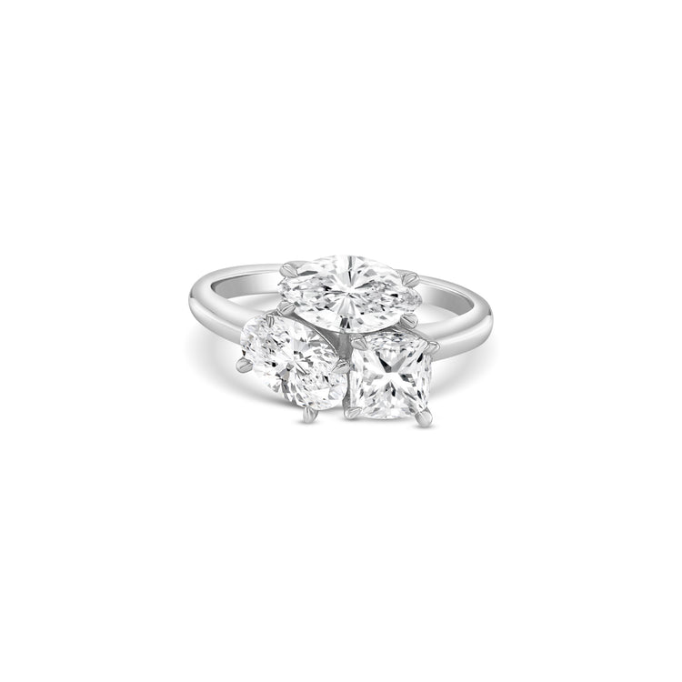 multi-shape diamond ring, diamond dress ring, mixed cut diamond jewelry, fashion diamond ring, statement diamond ring, cocktail ring with diamonds, elegant women’s diamond ring, assorted diamond cuts ring, luxury diamond jewelry, designer diamond dress ring