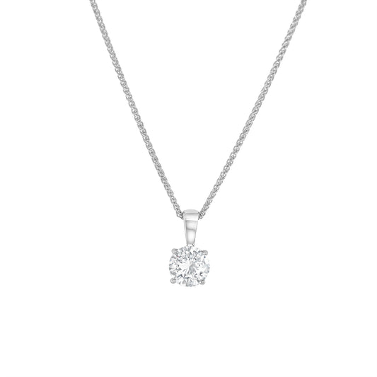 round brilliant diamond pendant, solitaire diamond necklace, classic diamond jewelry, round cut diamond pendant, elegant diamond pendant, fine jewelry necklace, timeless diamond pendant, white gold solitaire pendant, luxury diamond necklace, women’s diamond jewelry