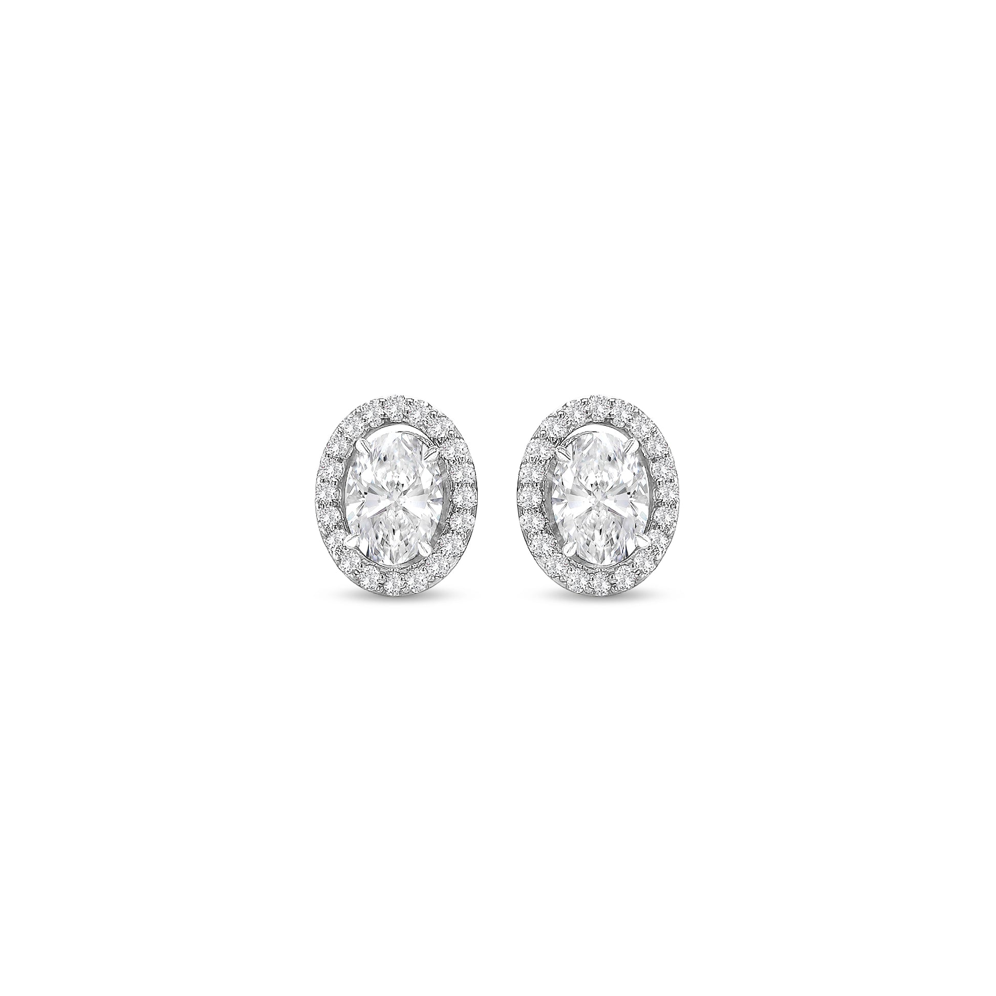 oval diamond halo earrings, diamond stud earrings, oval cut diamond jewelry, halo diamond earrings, elegant diamond studs, women’s fine jewelry, classic diamond earrings, oval halo stud earrings, luxury diamond jewelry, sparkling diamond earrings