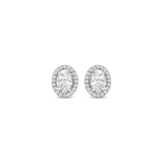 oval diamond halo earrings, diamond stud earrings, oval cut diamond jewelry, halo diamond earrings, elegant diamond studs, women’s fine jewelry, classic diamond earrings, oval halo stud earrings, luxury diamond jewelry, sparkling diamond earrings