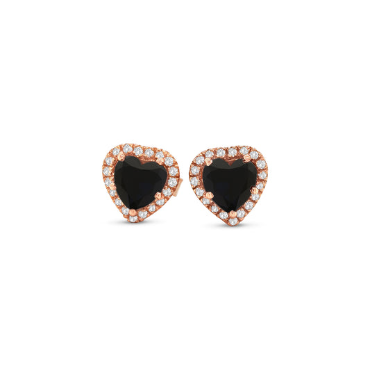 heart shaped black diamond earrings, black diamond halo studs, white diamond halo earrings, black and white diamond earrings, heart black diamond studs, luxury diamond stud earrings, black diamond earrings for women, heart shaped earrings, black diamond jewelry, white diamond accent earrings