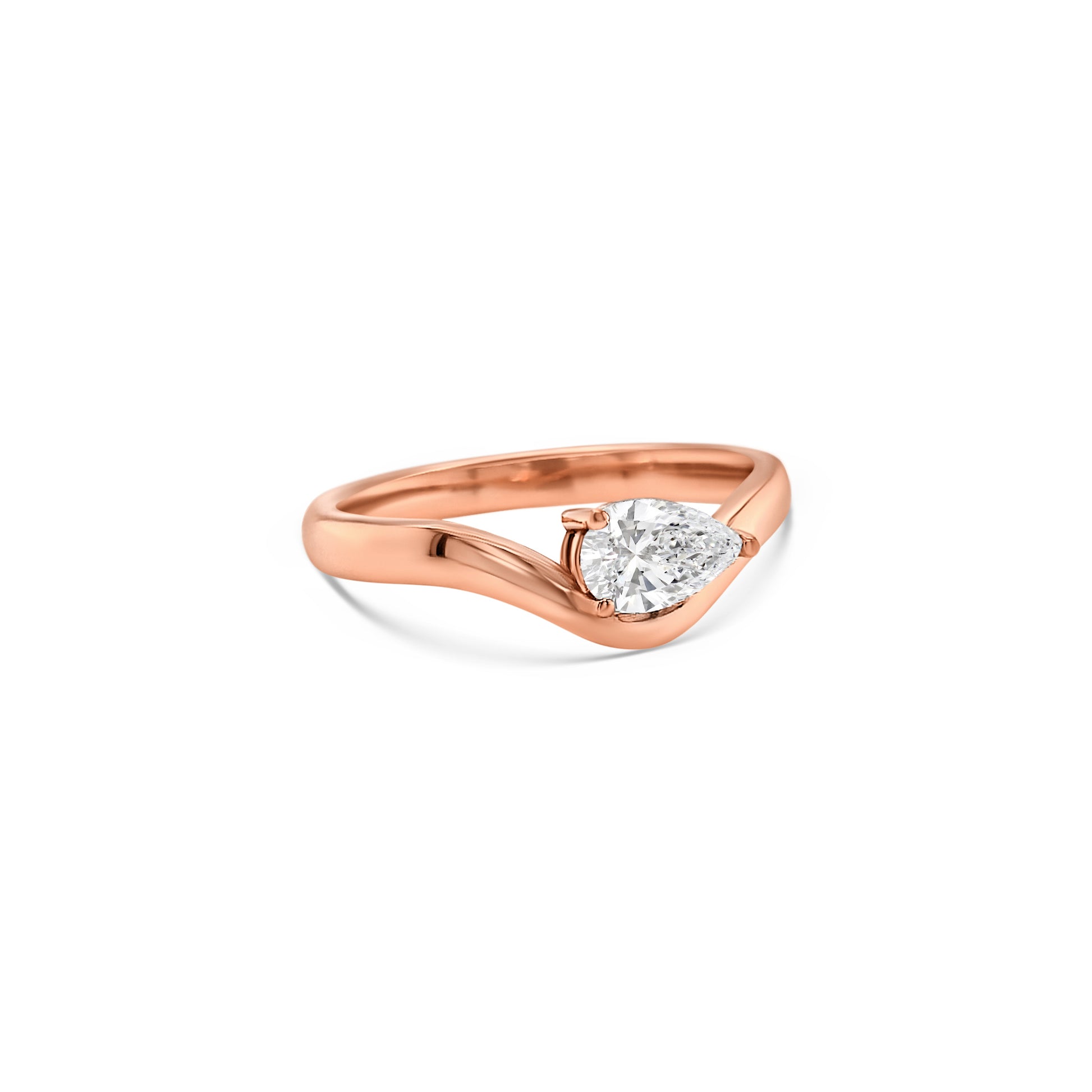 pear shape diamond ring, rose gold solitaire ring, pear solitaire engagement ring, rose gold diamond ring, romantic diamond ring