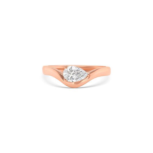 pear shape diamond ring, rose gold solitaire ring, pear solitaire engagement ring, rose gold diamond ring, romantic diamond ring