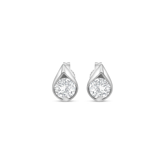 Round Brilliant Pear Shaped Diamond Stud Earrings