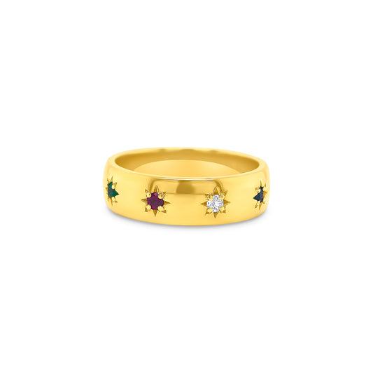 Multi-Coloured Gemstone & Diamond Ring