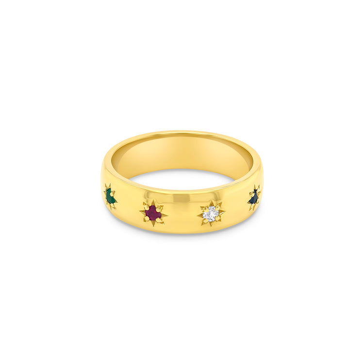 Multi-Coloured Gemstone & Diamond Ring