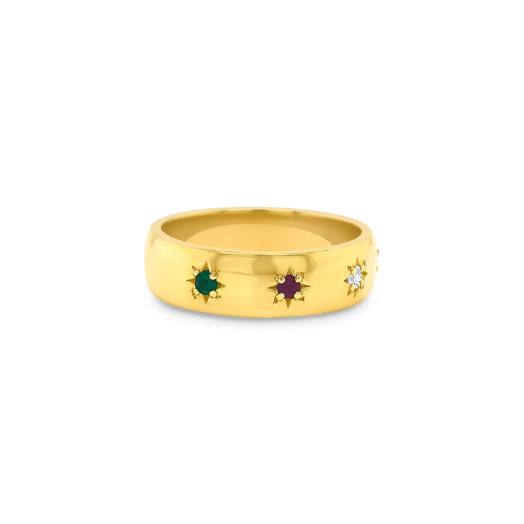 Multi-Coloured Gemstone & Diamond Ring