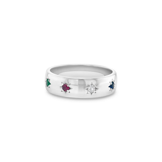Multi-Coloured Gemstone & Diamond Ring