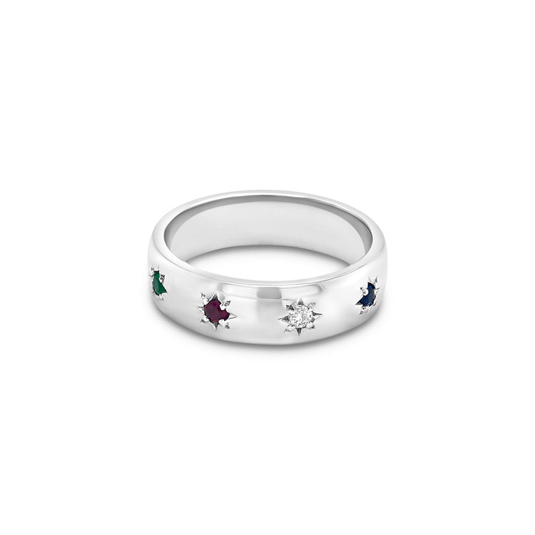Multi-Coloured Gemstone & Diamond Ring