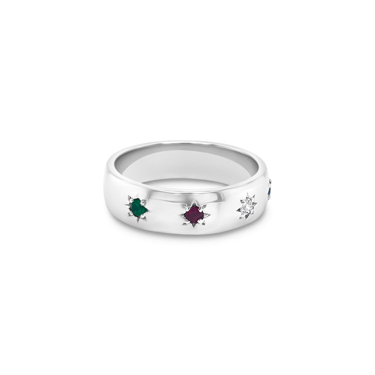 Multi-Coloured Gemstone & Diamond Ring