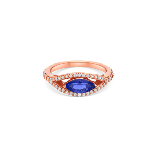 Marquise Tanzanite Split Shank Diamond Ring