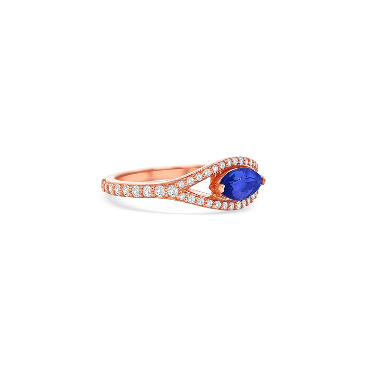 Marquise Tanzanite Split Shank Diamond Ring