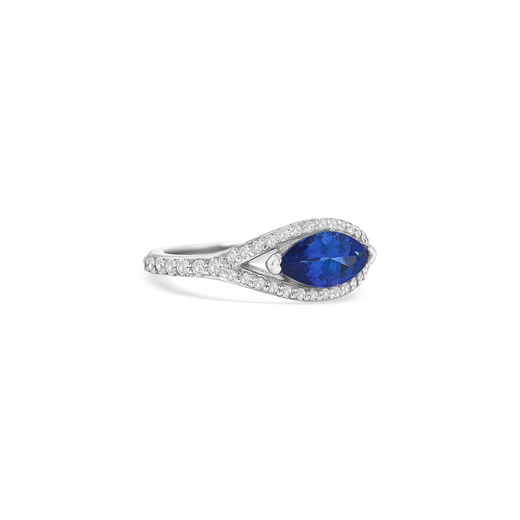 Marquise Tanzanite Split Shank Diamond Ring
