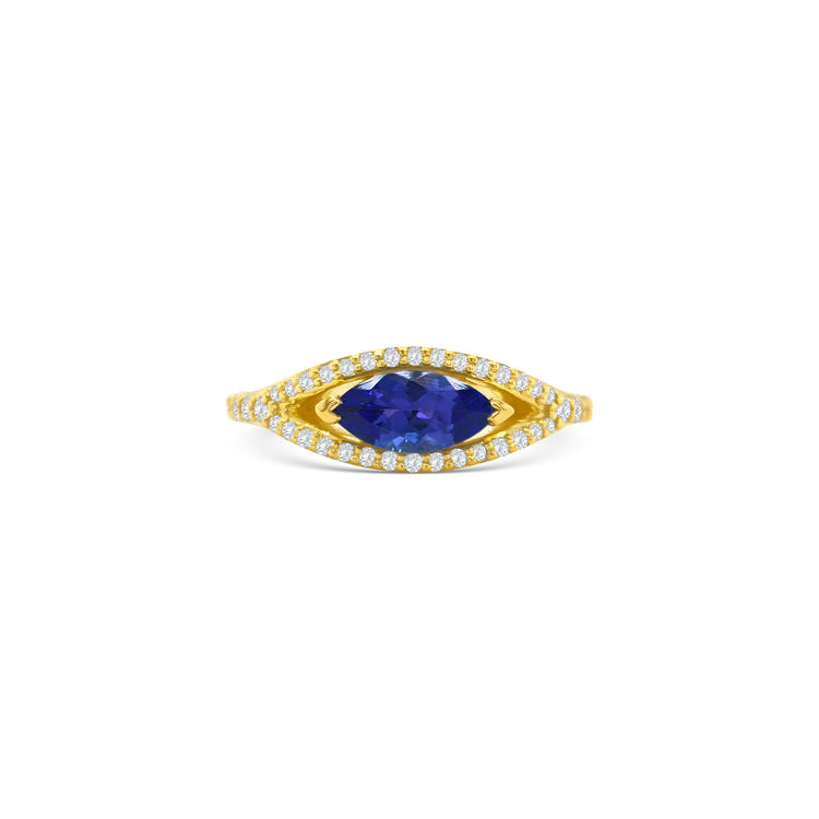 Marquise Tanzanite Split Shank Diamond Ring