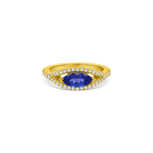 Marquise Tanzanite Split Shank Diamond Ring
