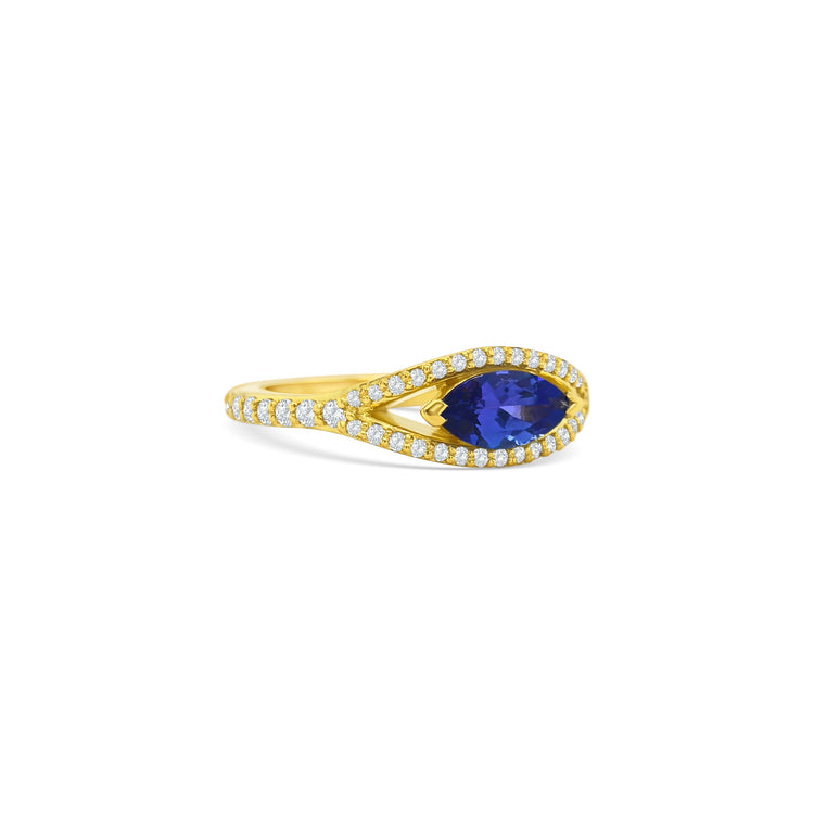 Marquise Tanzanite Split Shank Diamond Ring